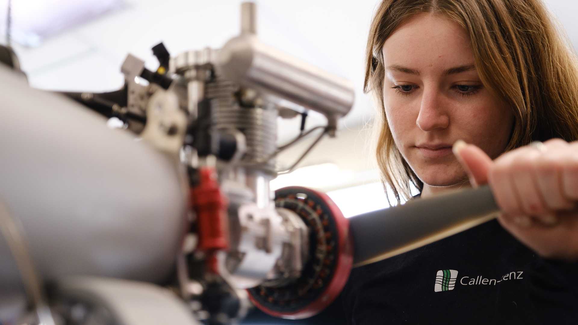 An engineer working on a drone